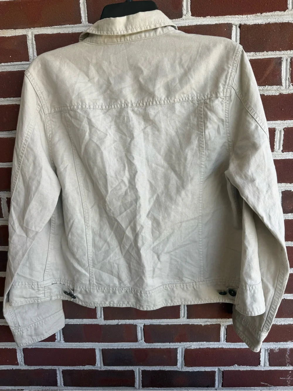L.L. Bean Cotton Linen Blend Cream Trucker Jacket / Jean Jacket Style